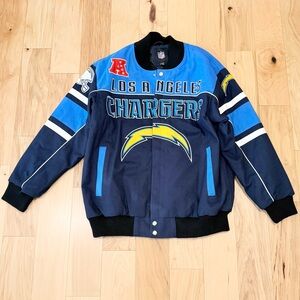 LIKE NEW NFL Men’s Los Angeles Chargers Josiah Printed Bomber Varsity Jacket